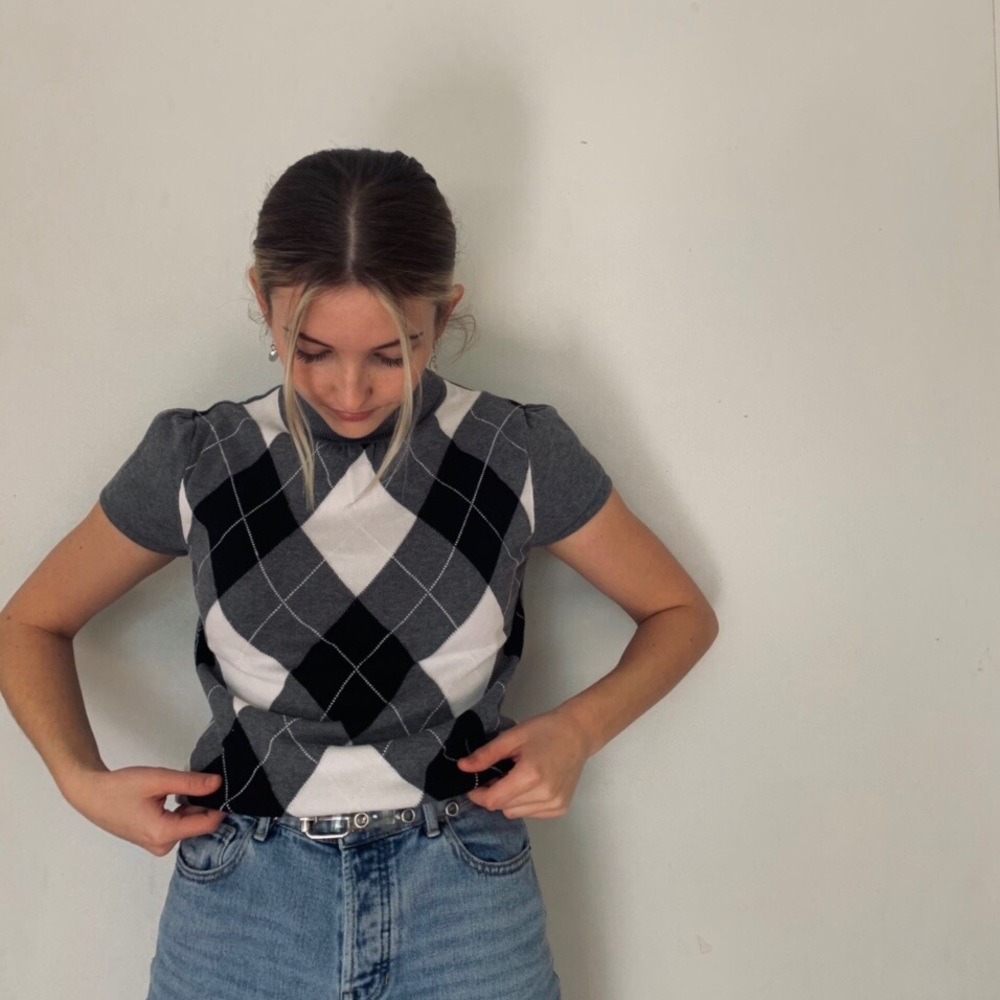 Vintage super cute plaid sweater vest/shirt